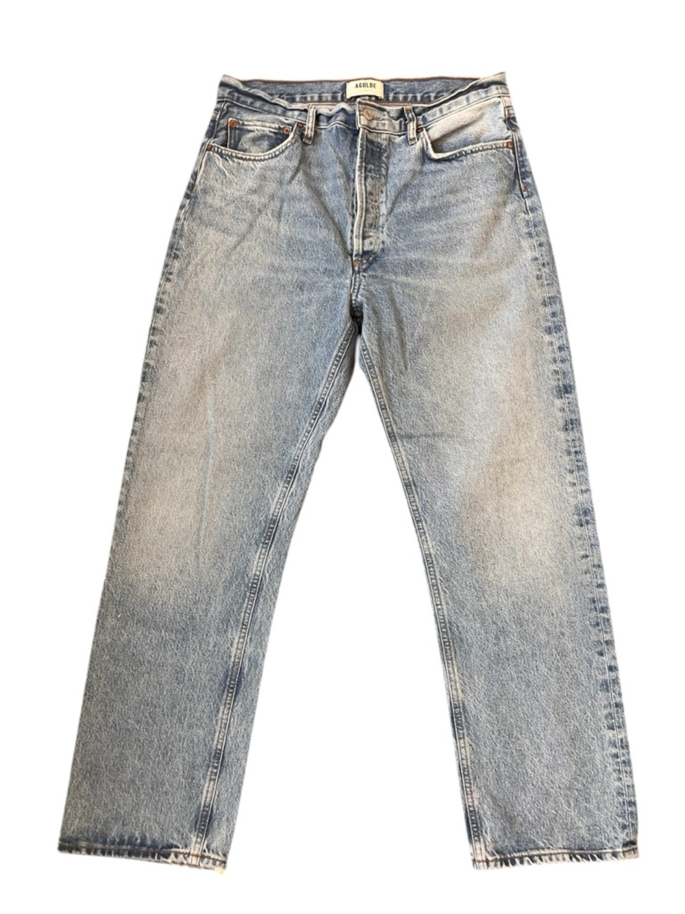 AGOLDE Straight Leg Jeans in Light Blue Wash
